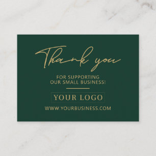Green & Gold Business Logo Packaging Thank you Card