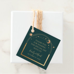 Green Gold Celestial Wedding Thank You Favour Tags