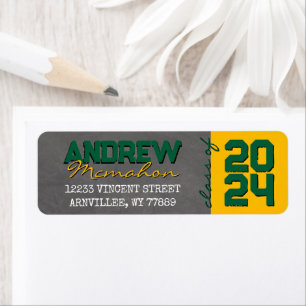 Green & Gold Chalkboard Graduation Return Address Label