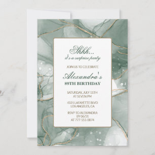 Green Gold Chic Luxury Surprise 89th birthday Invitation