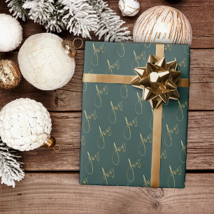Green Gold Christmas Holiday Wrapping Paper