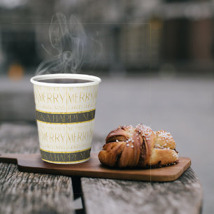 Green Gold Christmas Pattern#35 ID1009 Paper Cups