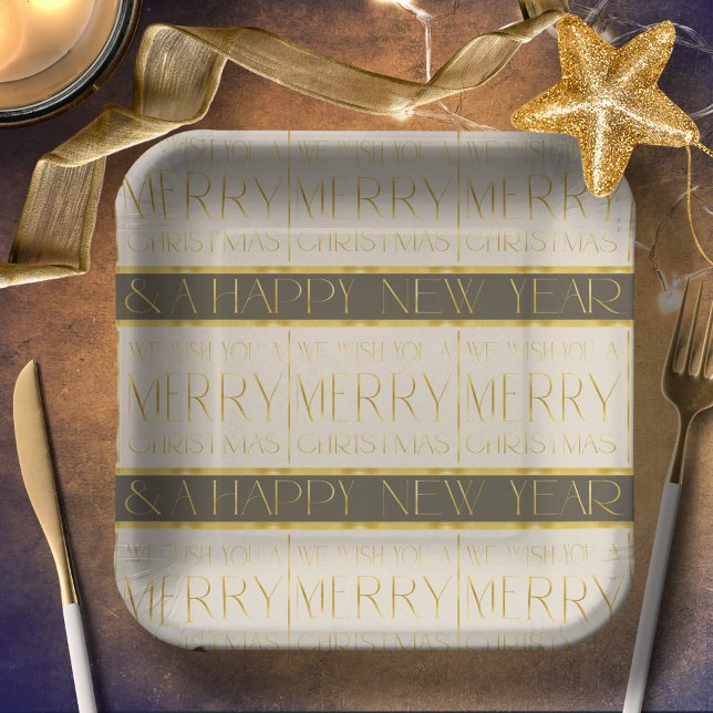 Green Gold Christmas Pattern#35 ID1009 Paper Plate (Creator Uploaded)