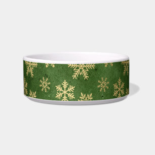 GREEN GOLD CHRISTMAS THEME PET BOWL