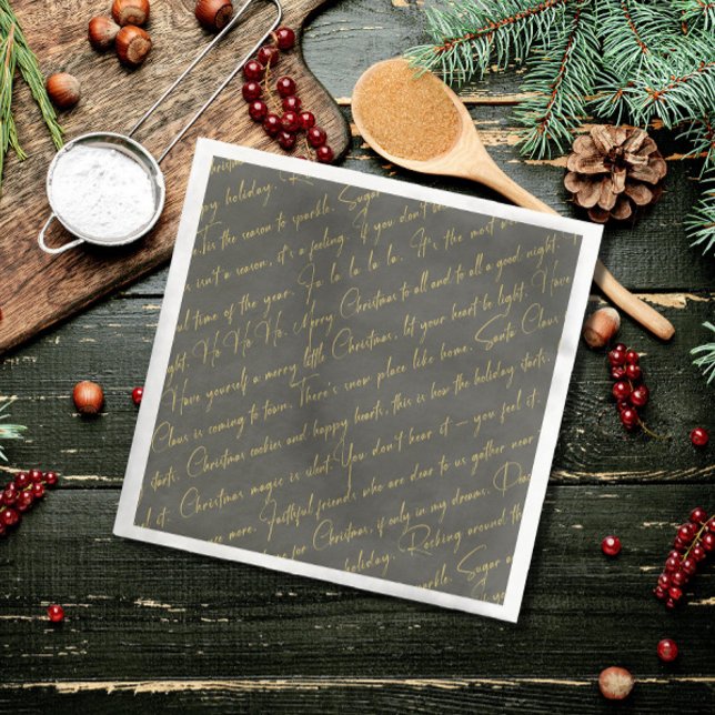 Green Gold Christmas Typography Pattern36 ID1009 Napkin (Creator Uploaded)