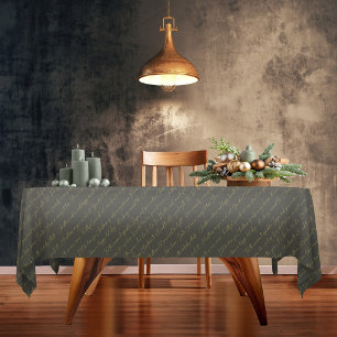 Green Gold Christmas Typography Pattern36 ID1009 Tablecloth