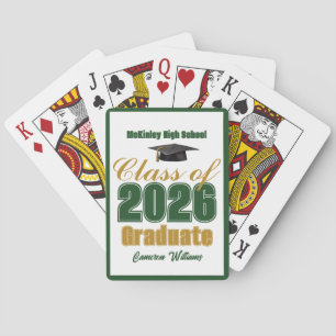 Green Gold Class of 2026 Custom Graduation Party Playing Cards