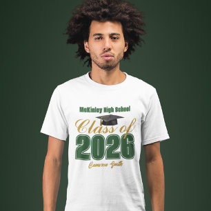 Green Gold Class of 2026 Customized Graduate T-Shirt
