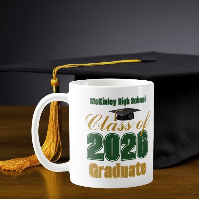 Green Gold Class of 2026 Graduate Gift Coffee Mug (Creator Uploaded)