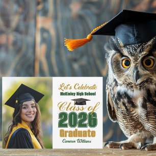 Green Gold Class of 2026 Photo Graduation Party Invitation