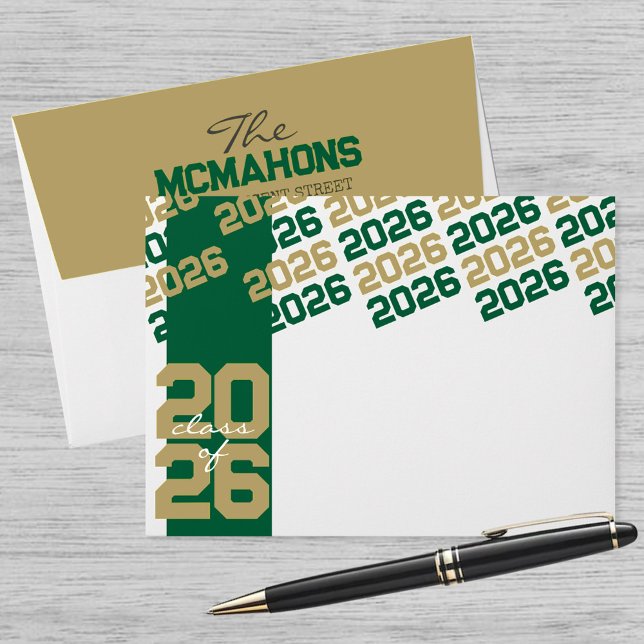Green & Gold Class of + Return Address Graduation Envelope (Creator Uploaded)