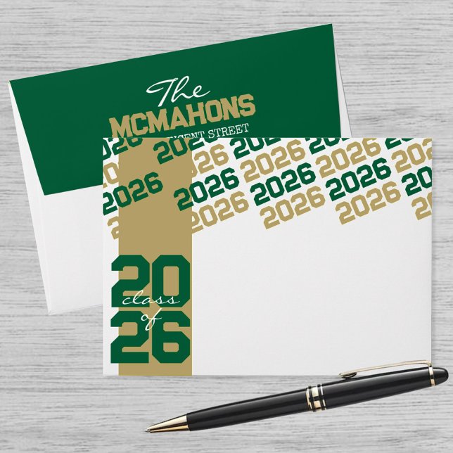 Green & Gold Class of + Return Address Graduation Envelope (Creator Uploaded)
