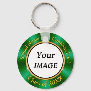 Green Gold Class Reunion Souvenirs,  School Photo Key Ring
