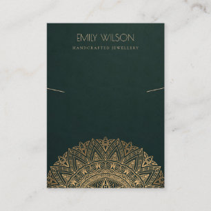 GREEN GOLD CLASSIC ORNATE MANDALA NECKLACE DISPLAY BUSINESS CARD