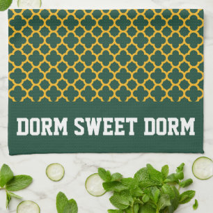 Green Gold College Team Cool Fun Dorm School Tea Towel