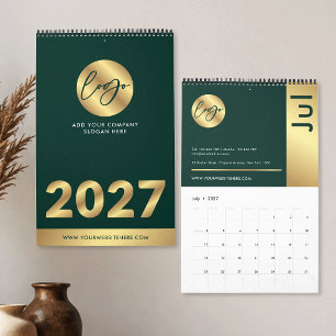 Green & Gold Company Logo Branded Marketing 2027 Calendar