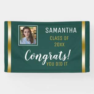 Green Gold Congrats Graduate Photo Graduation Banner