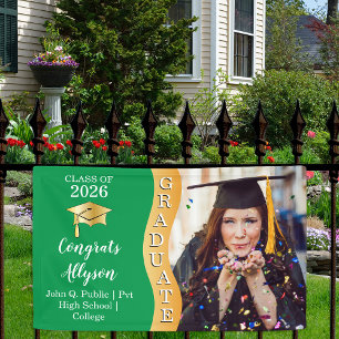 Green   Gold Congrats Graduate Wave Photo Banner