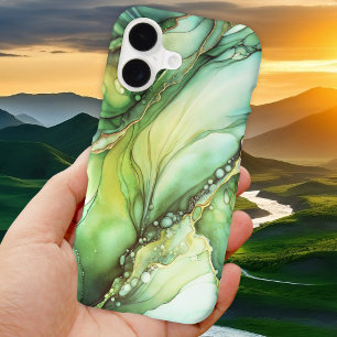 Green Gold Contemporary Abstract Art Phone Case