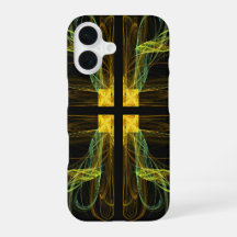 Green & Gold Cross Fractal phone Case