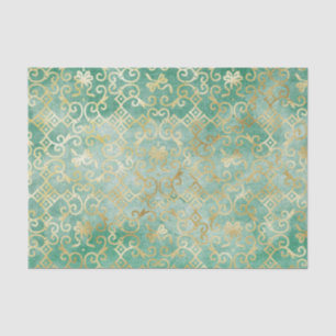 Green & Gold Damask Wallpaper Tissue Paper