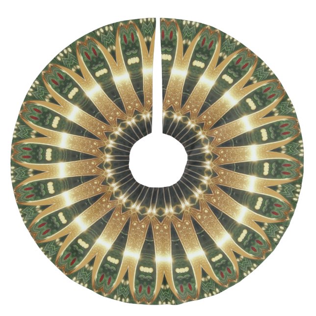 Green Gold Decorative Christmas Tree Skirt (Front)
