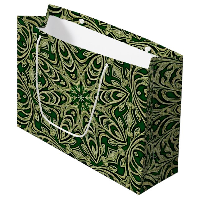 Green Gold Decorative Gift Bag (Front Angled)