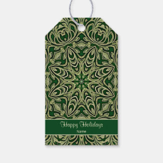 Green Gold Decorative Holiday Gift Tag