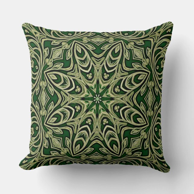 Green Gold Decorative Throw Pillow (Front)