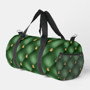 Green Gold Diamonds Tufted Duffle Bag