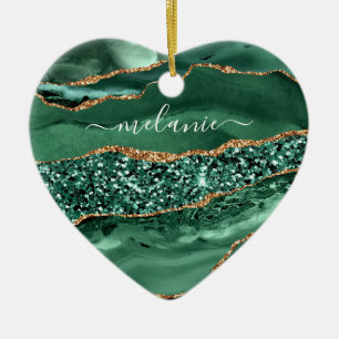 Green Gold Emerald Custom Name Christmas Ornament