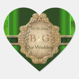 Green gold envelope wedding seal