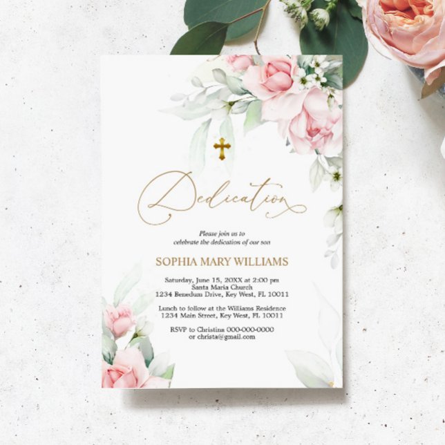 Green & Gold Eucalyptus Dedication Invitation (Creator Uploaded)