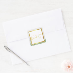Green & Gold Eucalyptus Thank You Cards Square Sticker
