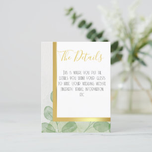 Green & Gold Eucalyptus Wedding Postcard