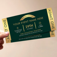 Green & Gold Event Ticket Business Logo Admit One