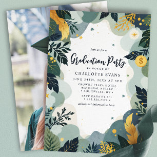Green Gold Finance Business Photo Graduation Invitation