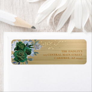 Green Gold Floral 50th Birthday Return Address Label