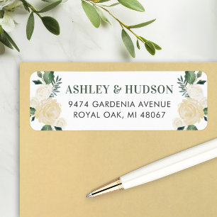 Green Gold Floral Greenery Wedding Address Return Address Label