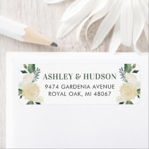 Green Gold Floral Greenery Wedding Return Address Return Address Label