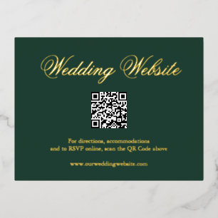 Green Gold Foil QR Code Wedding Enclosure Card