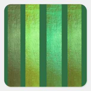 Green Gold Foil Stripes Pattern - Elegant Luxury Square Sticker