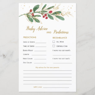 Green & Gold Foliage Baby Prediction & Advice card
