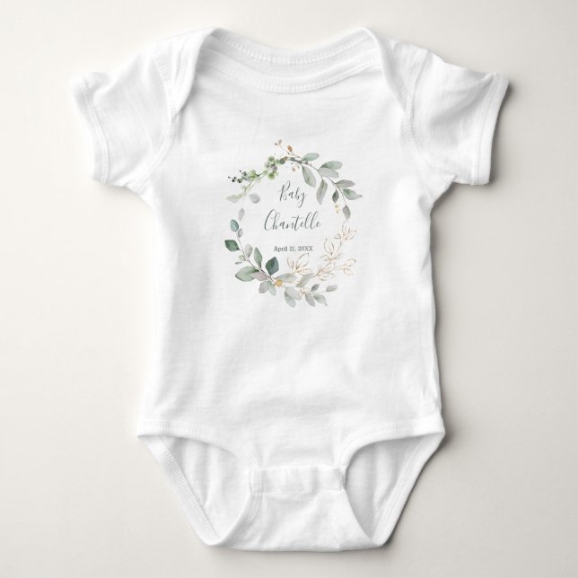 Green & Gold Foliage Baby Shirt (Front)