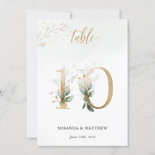Green & Gold Foliage, Size 5" x 7" Table Number 10