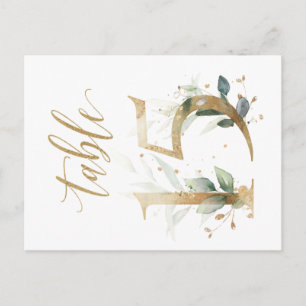 Green & gold foliage, Table 15, Table Number Postcard