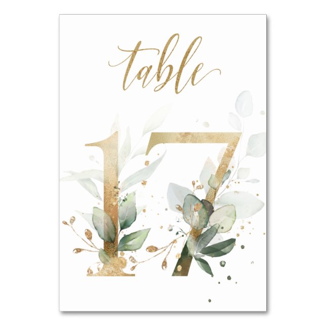 Green & gold foliage, Table 17, Table Number (Front)