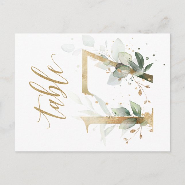 Green & gold foliage, Table 17, Table Number Postcard (Front)