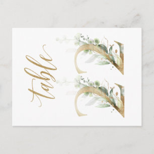 Green & gold foliage, Table 22, Table Number Postcard