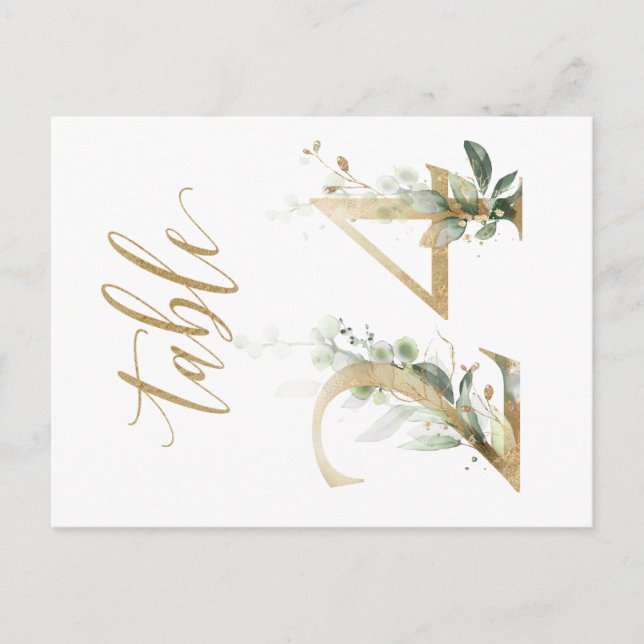Green & gold foliage, Table 24, Table Number Postcard (Front)